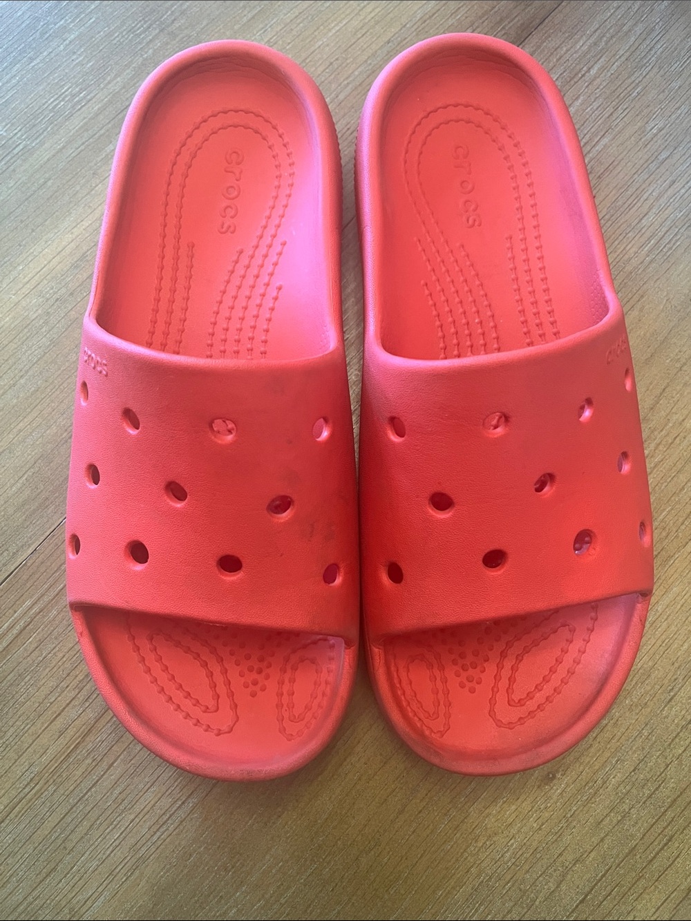 CROCS Red Slide Sandals size 6mens 8 women